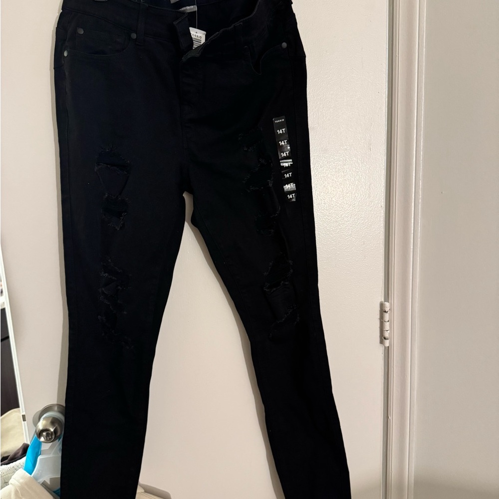 Torrid Jet Black Ripped Skinny Jeans
